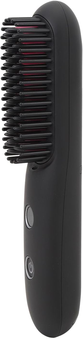 Portable Cordless Hair Straightener Brush with LED Temperature Display Negative Ion Cordless Hair Straightener Brush with Hair Clip Type C Cable Carrying Pouch Easy to Carry