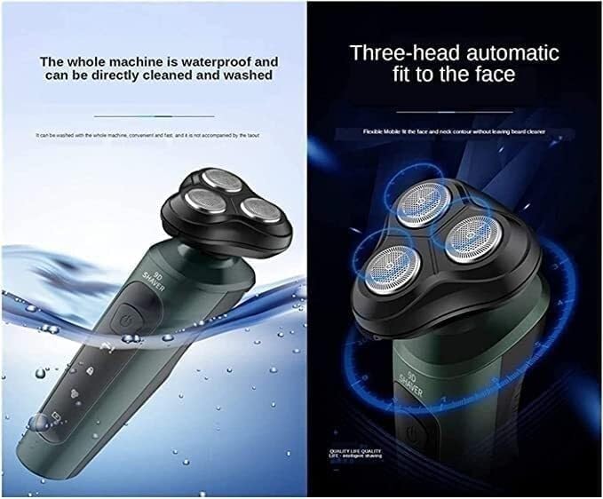 Mens Electric Shaver Razor Beard Trimmer Rotary Shaver Cordless Sideburn Trimmer Nose Trimmer Wet Dry Shaver Waterproof USB Rechargeable 3 in 1
