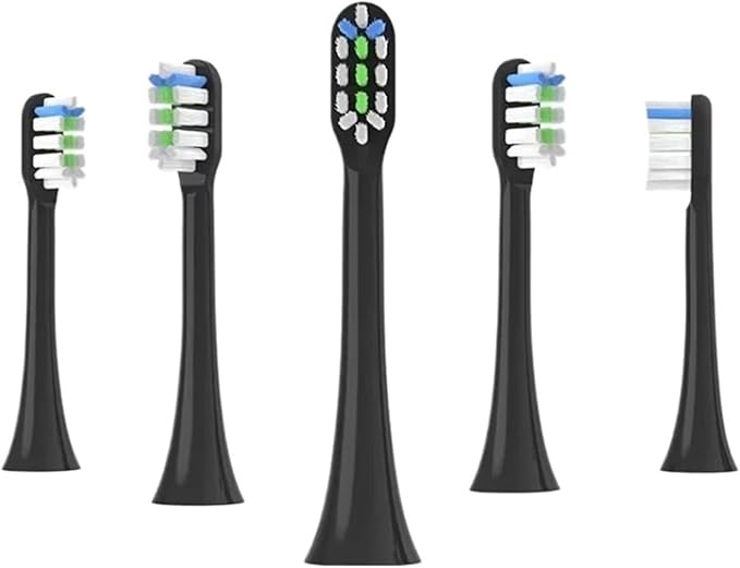 4 Pcs Replacement Brush HeadsCompatible for SOOCAS V1/X1/X3/X5/X3U/X3PRO/v1/v2 Toothbrush Soft Bristle Nozzles(4 Pcs Black)