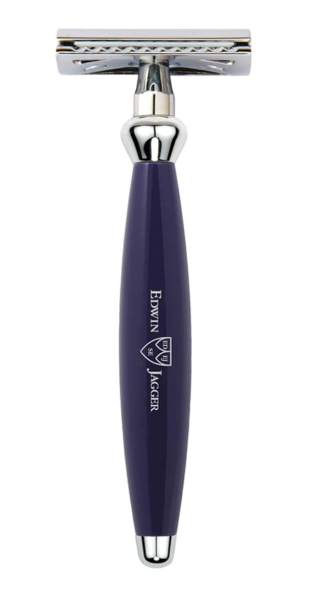 Edwin Jagger Bulbous De Razor - Safety Razor Double Edge Razor Wet Shaving Razors … (Blue)