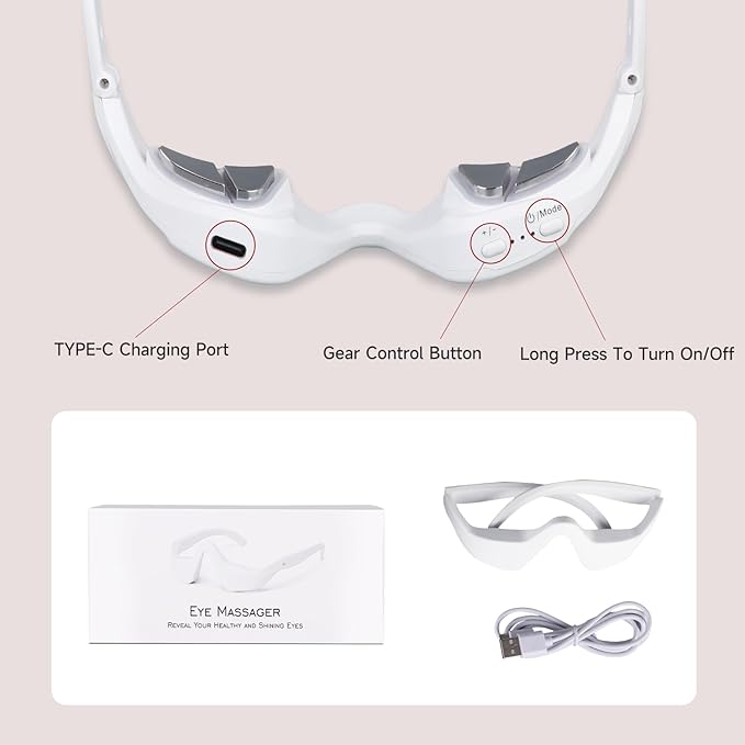 Red Light Therapy Glasses for Under Eyes Microcurrent Eye Massager with 650nm Contour Fit Hands-Free Device to Reduce Dark Circles Puffiness Wrinkles &amp Eye Fatigue Rejuvenation Mask for Women &
