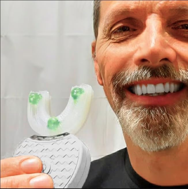 Scandinavian Smiles U-Shaped ToothbrushElectric Toothbrush for Adults360°Teeth Whitening Dental Tooth Cleaner (Black)