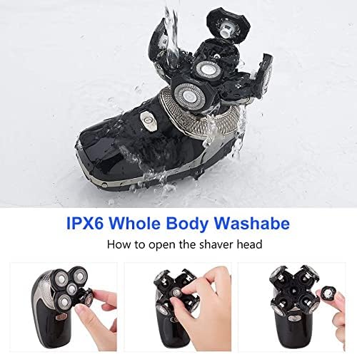 Head Shavers for Bald Men 5D Floating Heads Electric Shaver 5 in 1 Rechargeable Razors Hair Clipper Nose Ear Hair Trimmer Men Facial Cleaning Brush