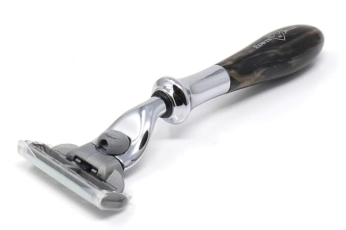 Edwin Jagger Plaza Imitation Black Marble Handle For A Gillette Mach3 Razor Cartridge (Imitation Black Marble)