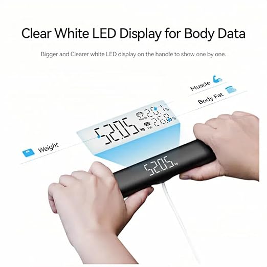 Body Fat Scale with Handles 8-Electrode Smart Body Composition Scale for Home Use Segmental Body Analysis Sync with Apple Health 400 lb Capacit