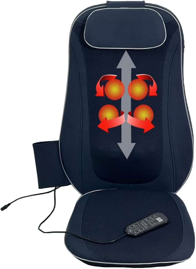 Shiatsu Back and Neck Massager with Kneading Heat Function for Deep Relaxation - Dark Blue
