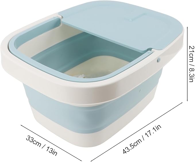 Pomya Foot Bucket Foot Bath Basin Detachable Lid Thickened with Handle for Foot Spa (Blue)