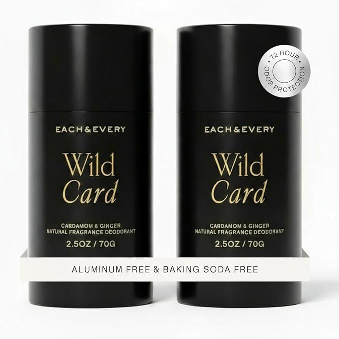 Each &amp Every All Natural Deodorant for Women &amp Men - Sensitive Skin Vegan Baking Soda &amp Aluminum-Free Deodorant - Clean Long Lasting Odor Control - Cardamom &amp Ginger Natural Fragranc