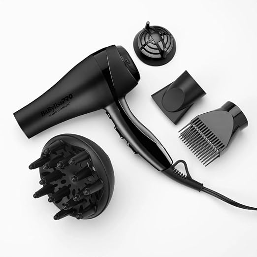 Nano Titanium 2000-Watt Blow Dryer with Concentrator Nozzle Professional Grade Ionic Corded Styling Tool for Hair