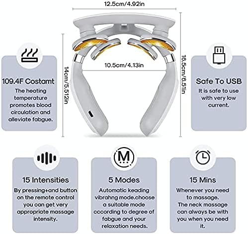 Neck Massager for Neck PainIntelligent Portable Neck Massager with Heat FunctionUSB Charging Neck Relax MassagerMassage at HomeOutdoorfor Women and Men