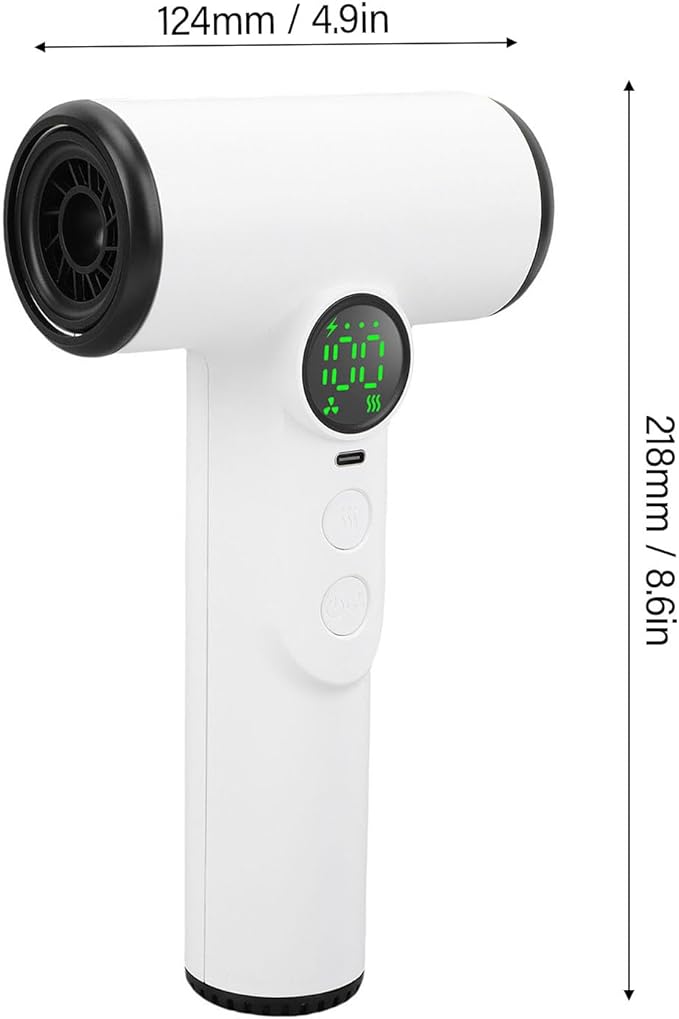Cordless Hair Dryer 200W Portable Lightweight Fast Drying 4 Heat Settings in Time with 1 Concentrator Nozzle for Home &amp Travel. (White)