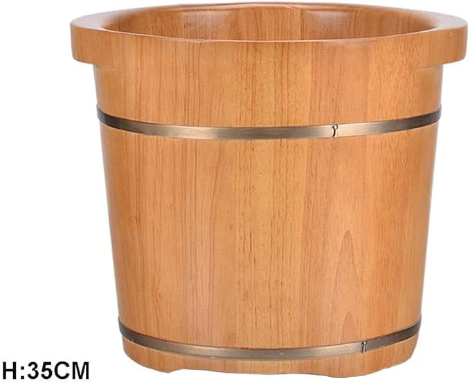 Foot Tub Wooden Foot Basin Wooden Barrels Pedicure Basin Wood Wind Foot Bath Barrel Oak Foot Tub Barrel 35cm Heighten Wooden Foot Bath Wood Foot Barrel Solid Wood Basin foot Bath Wooden Bucket Foot Sp