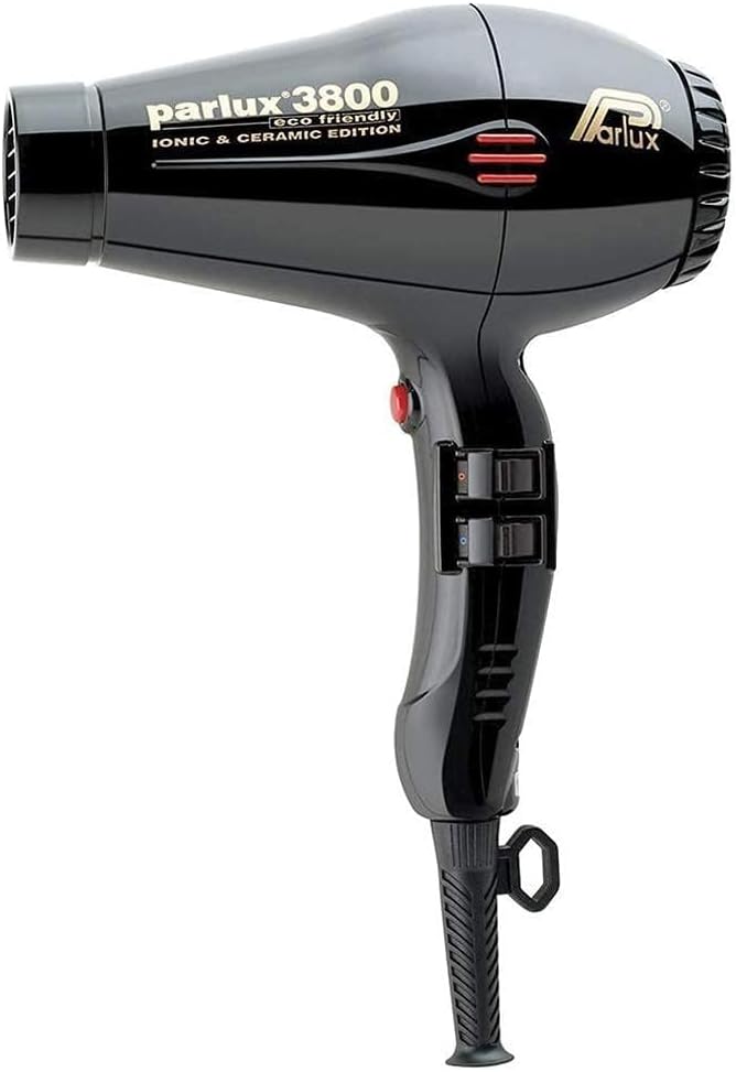 Parlux 3800 Black Eco Friendly Ionic &amp Ceramic Hair Dryer + M Hair Designs Metal Mesh Diffuser (Bundle) – Lightweight Fast-Drying Frizz-Control Blow Dryer for Salon-Quality Styling