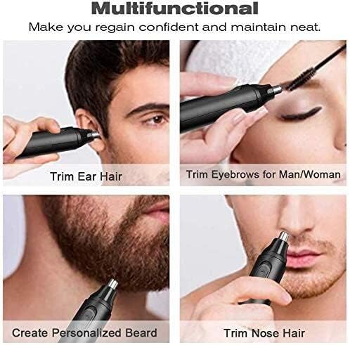 Nose and Ear Hair Trimmer Painless Electric Nose Hair Removal for Men and Women Battery-Operated Dual Edged Blades with Cleaning Brush