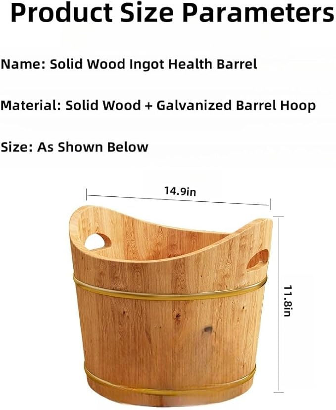 Solid Wood Foot Tub Wood Foot Wash Basin Solid Wood Handmade Soaking Basin Wood Spa Bucket for Massage Foot Bath Barrel Pedicure Soaking Feet Spa