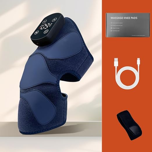 Electric Heating KneePad with Massage function Heat and Vibration Therapy Joint Protection Relieve Knee Soreness Knee Brace Wrap Orange and Blue color easy to use.
