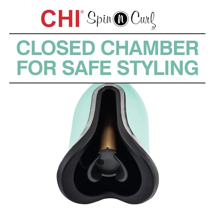 CHI Spin N Curl 1″ Ceramic Rotating Curling Iron Mint Green Adjustable Preset Heat Settings for All Hair Types Salon-Quality Curls &amp Waves Auto Shut-Off Tangle Protection