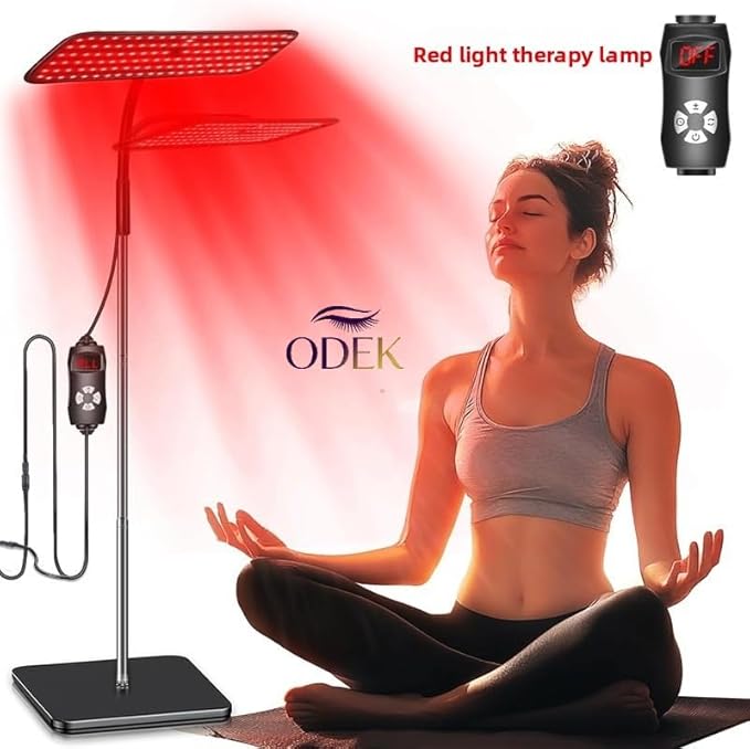 Body and Facial red Light Therapy 660nm 850nm Infrared red Light Treatment lamp Equipment extendable Floor-Standing Type with a Large Panel and a Stable Stand at Home.