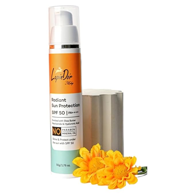 La.pinD'or Radiant Sun Protection SPF 50 (50 gm) | PA++++ | UVA/UVB Sunscreen Protection | Enriched with Shea Butter Niacinamide &amp Hyaluronic Acid | Sunscreen SPF 50 for All Skin Types
