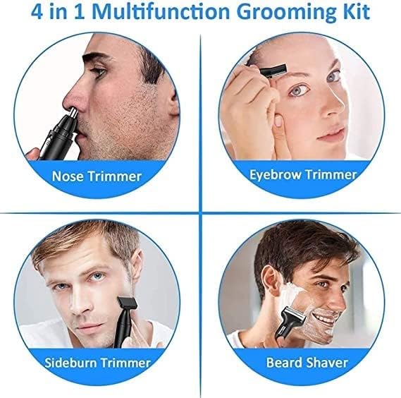 Ear and Nose Hair Trimmer Trimmer &amp Detailer for Hygienic Grooming with Rinseable Interchangeable Heads for Eyebrows Nose Ears Unisex