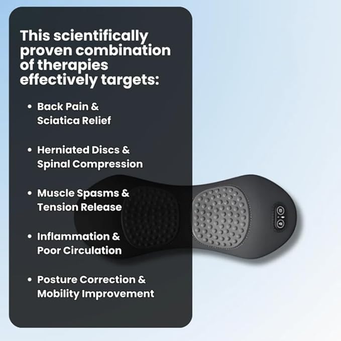 Sciatica &amp Spine Pain Massager - 3-in-1 Back Massager Triple Fusion Massager's Three-Speed Constant Temperature Hot Compress Just 15-Minutes Away from Being Free of Stabbing Back Pain