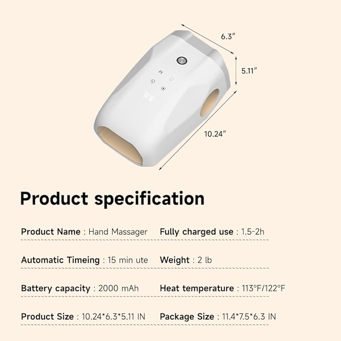 Hand Massager Cordless Hand Massager for Arthritis and Carpal Tunnel Gift for Men Women Parents Relaxation at Office