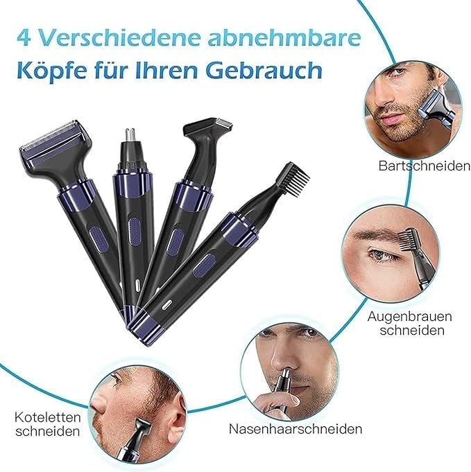 Nose Hair Trimmer 4 in 1 Ear and Nose Hair Trimmer for Men Painless Nose Hair Remover Men Grooming Kit USB Rechargeable Black