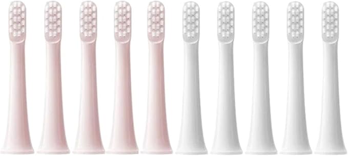 for XIAOMI MIJIA T100 Replacement Brush Heads Sonic Electric Toothbrush Vacuum Dupont Soft Bristle Suitable Nozzles 10Pcs Clean(5Pink 5White)
