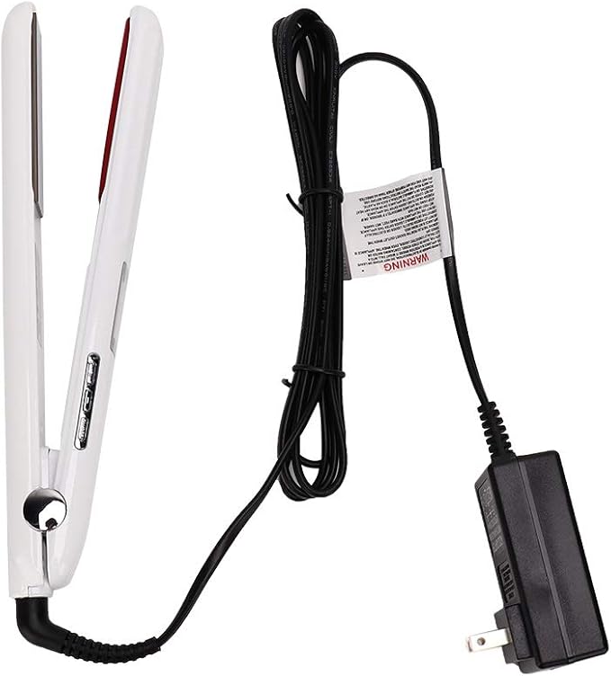 Infrared Hair Straightener Cold Technology LCD Display Adjustable Care Time Rotatable Power Line Straighten &amp  Hair Layer (White US standard (110-240v))