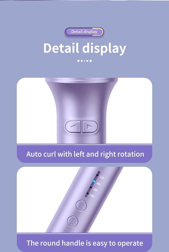 Automatic Rotating Curling Iron with 4 Temperature - Beach Waves Curling Wand Portable Hair Curler Dual Voltage &amp Lightweight for Travel Automatic Shut-Off Anti-Scald-Pink