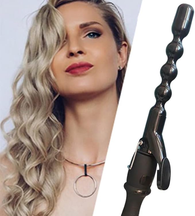 1 inch Bubble Curling Wand Beach Wave Curling Iron Hair Curler Crimper Professional Bubble Wand Curling Iron for Short &ampLong Hair with Adjustable Temp Wavy Curler Styler