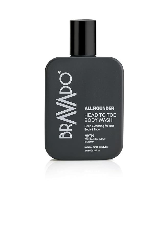 BRA.VADO All Rounder Head to Toe Body Wash | 3-in-1 Gentle Formula for Hair Body &amp Face | Deep Cleansing &amp Hydrating with Black Oat &amp Lecithin | Refreshing Toxin-Free Perfect for Daily