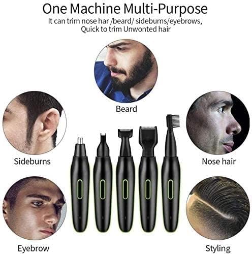 QIYUDS Nose Hair Trimmer - 5 in 1Professional Painless Eyebrow and Facial Hair Trimmer for Men and Women USB Rechargeable Ladies' Eyebrows Trimmer Waterproof Dual Edge Blad