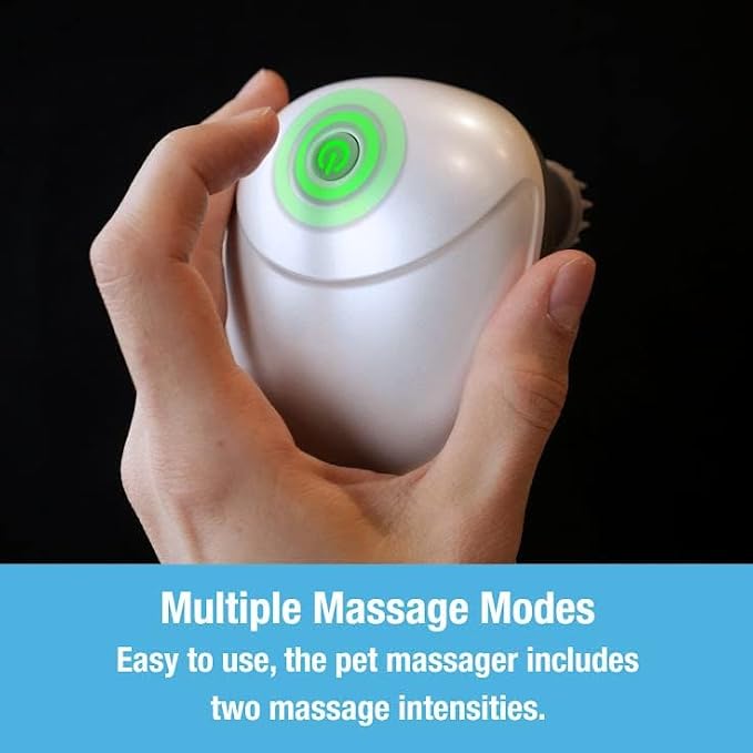 Tilcare Handheld Pet Massager for Dogs and Cats Electric Cat and Dog Massage Tool - Head and Back Scratcher for Relieving Tension Tight Muscles and Stiffness with Four Rotating Massage Heads