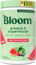 Bloom Nutrition Superfood Greens Powder Digestive Enzymes with Probiotics and Prebiotics Gut Health Bloating Relief for Women Chlorella Green Juice Mix with Beet Root Powder 25 SVG Watermelon