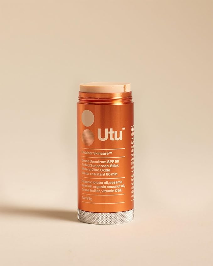 UTU - SPF50 Lightly Tinted Mineral Sunscreen Stick | Vitamin C+E Jojoba + Sesame Oil | Reef Safe Cruelty Free Broad Spectrum (28 g | 1 oz)