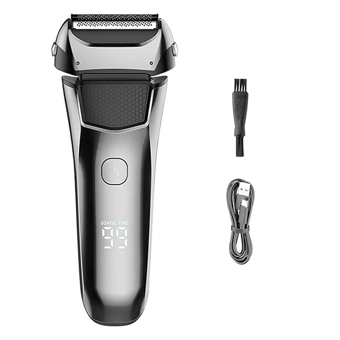 Men's Shaver Washable Wet &amp Dry Electric Shaver for Men Face Beard Electric Razor Rechargeable Head Bald 3-Blade Shaving Machine