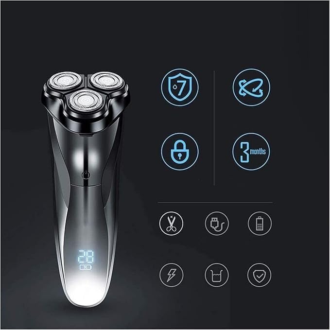 Electric Razor 3D Rechargeable Waterproof Electric Shaver Wet &amp Dry Rotary Shavers for Men Electric Shaving Razors with Pop-up Trimmer LED Display 150 Mins Battery Life for Shaving