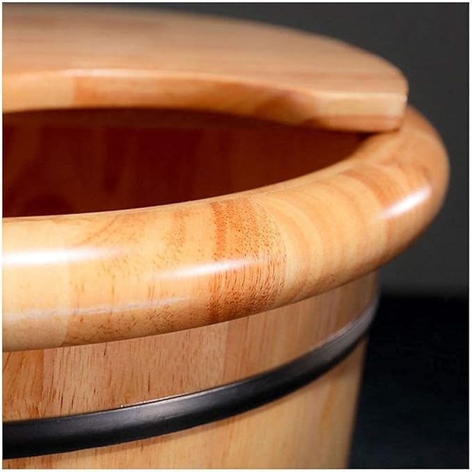 Foot Tub Wooden Foot Basin Foot Tub Solid Wood Thickening Foot Treatment Tub Family Foot Care Barrel Massage Foot Bath Wooden Bucket Foot Spa Household Wash Ba (Color : Wood Color)