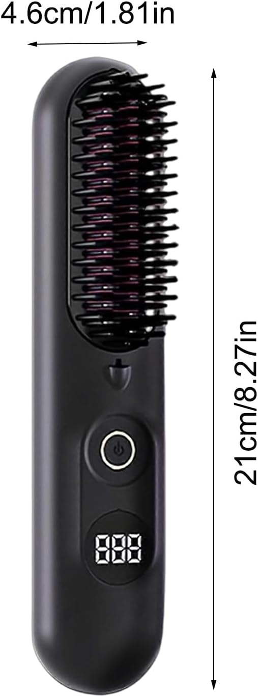 Hair Straightener - Ceramic Heated Cordless Hair Brush Styling Brush Three Level Temperature Control Hot Comb for Girls Women Wife Girlfriend Home Bathroom Travel Vacation Business