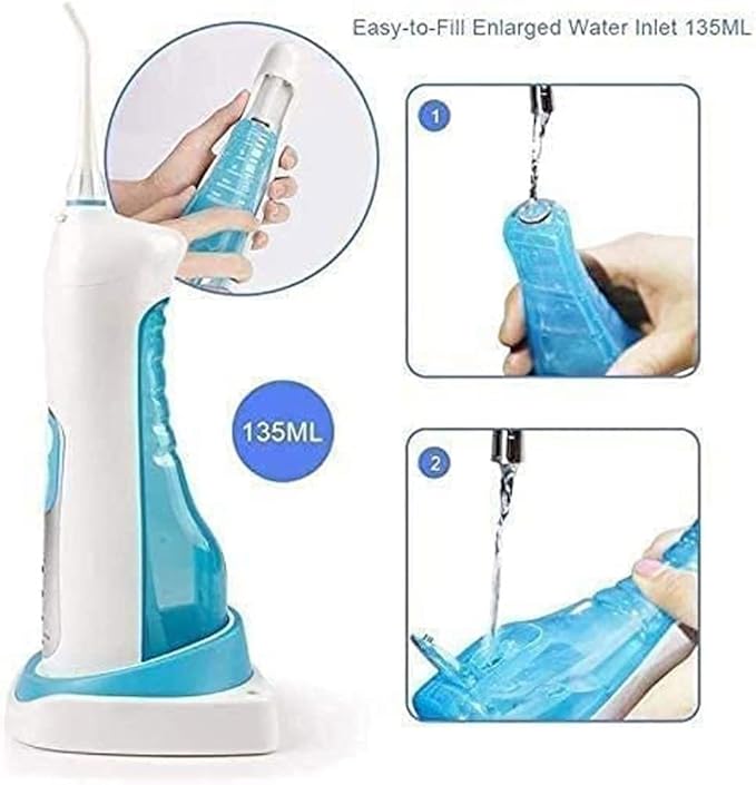 Water Flosser Portable Dental Oral Irrigator with 3 Modes 4 Replaceable Jet Tips Rechargeable Waterproof Teeth Cleaner for Home and Travel -135ml Detachable Reservoir(Pink)