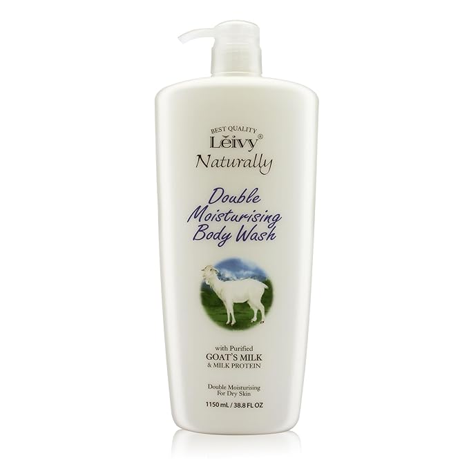 Lěivy Goat Milk Body Wash Moisturizing - Floral Fragrance for Dry Skin Cleanser Hydrating Body Shampoo Enriched with Hydrolyzed Milk Protein &amp Vitamin E 38.8 Fl oz Bottle