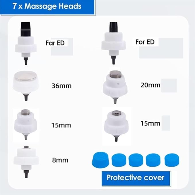 Extracorporeal Shockwave Therapy Machine ED Shock Wave for Erectile Dysfunction &amp Treatment and Relieve Pain with 7 Massage Heads