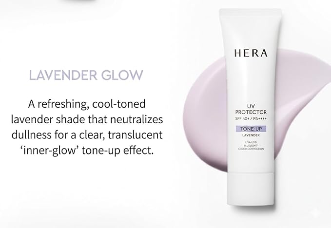 Lightweight Formula for HERA UV Protector Tone-Up (50ml) Lavender | Clear Inner Glow Tone up &amp Skin Color Correction (2026 Renewal Version)