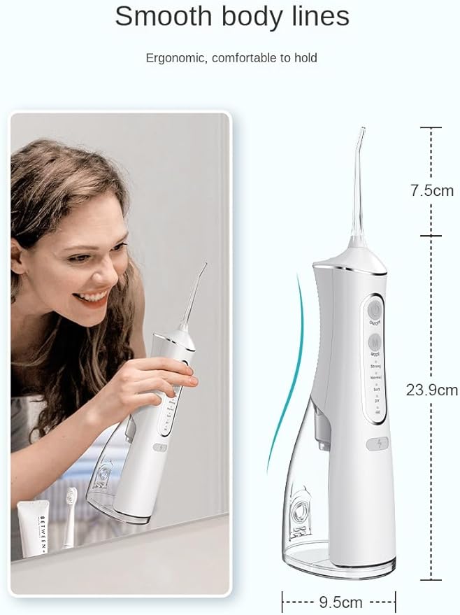 New Electric Tooth FlosserPortable Rechargeable Tooth Flosser300ML Rechargeable Travel Rinse Cleaner IPX7 Waterproof Electric Tooth Flosser4 Speed ModeFloss Cleaner (Pearly White)