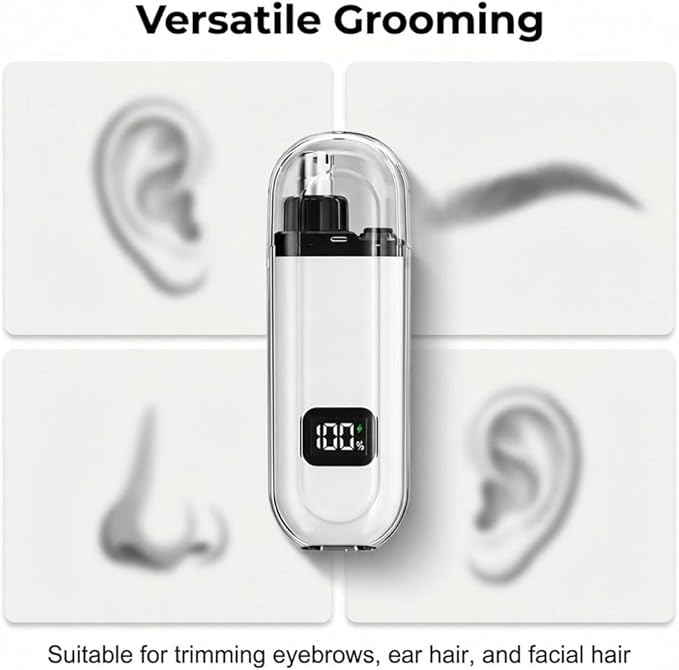 3-in-1 Nose Hair Trimmer for Men &amp Women Type-C Rechargeable Nose and Ear Hair Trimmer with Eyebrow Head IPX7 Waterproof Electric Nose Trimmer (Black)