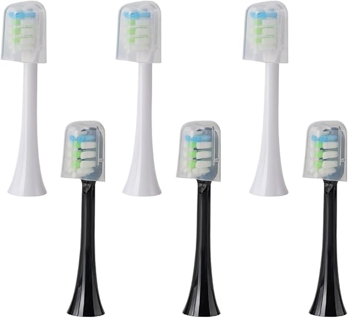 Replacement Brush Heads Compatible for X3U/X3Pro/X5/V1/D2/D3 6/12pcs Bristle Electric Toothbrush Sealed Packed(SHUSHI-WH3BK3)