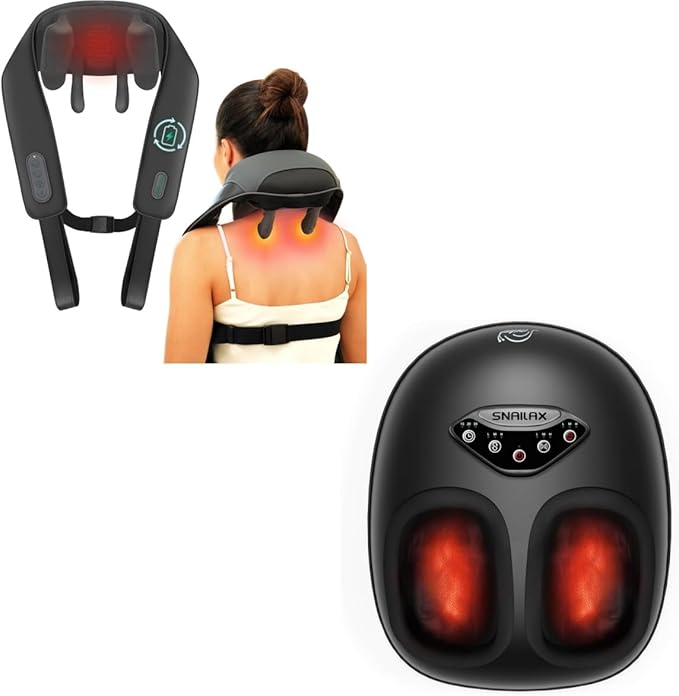 Snailax Cordless Neck Massager and Shiatsu Foot Massager