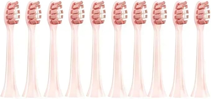 10PCS Replacement Brush Heads Compatible for HX6930 HX6064 Sonic Electric Toothbrush Soft Bristle Nozzles No Metal(10Pink)