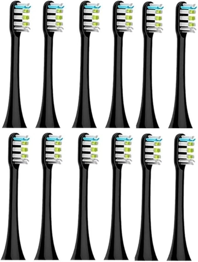 Compatible for 12pcs Replacement Brush Heads for X3 X5 X3U X1 V1 V2 Head with(12 Black)